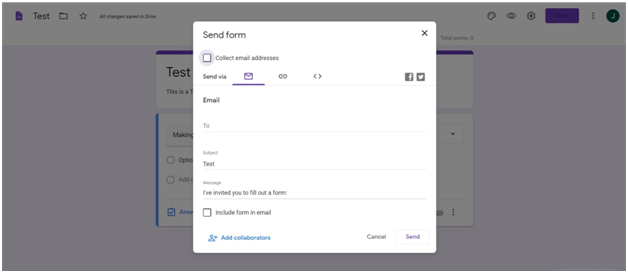 preview the google form quiz