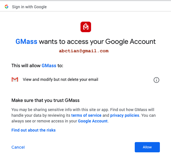 connect  Gmass with gmail