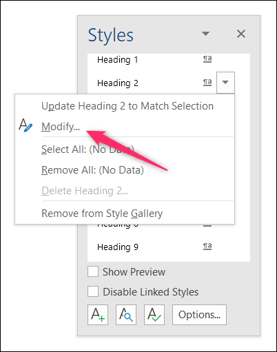 select Modify  from dropdown