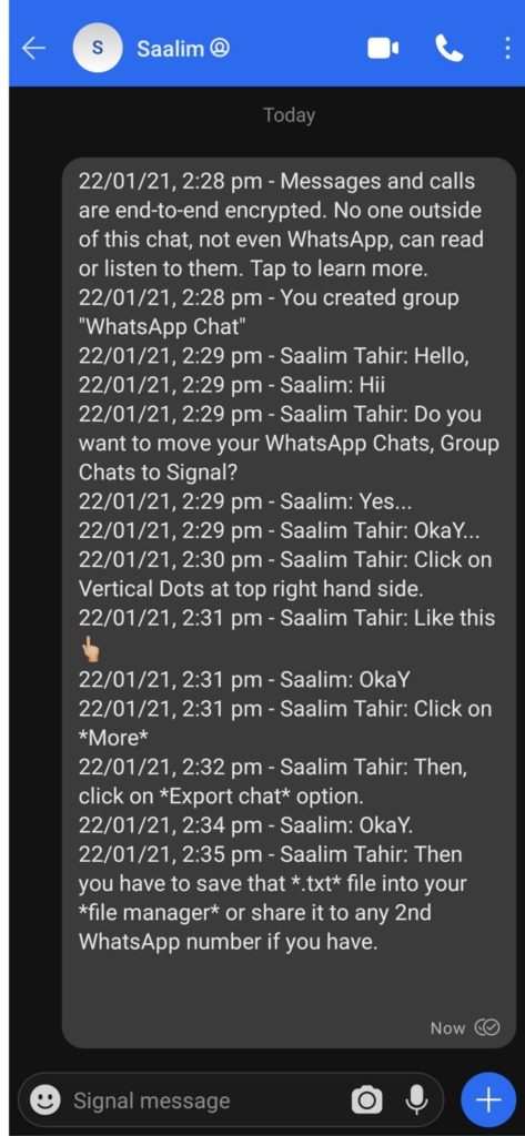 Copy Chat on Signal