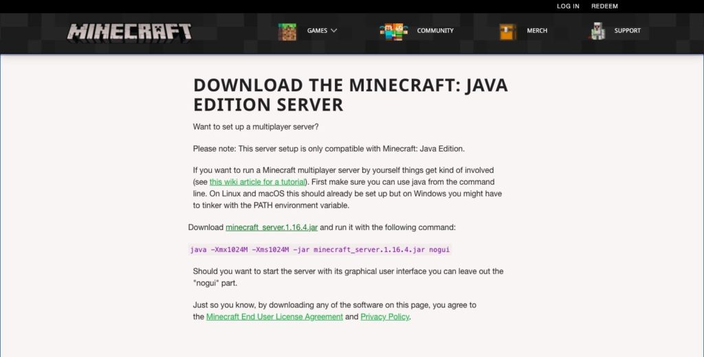 Minecraft Download Page