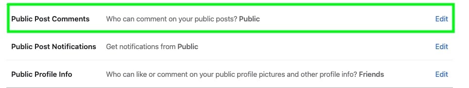 Public post comments