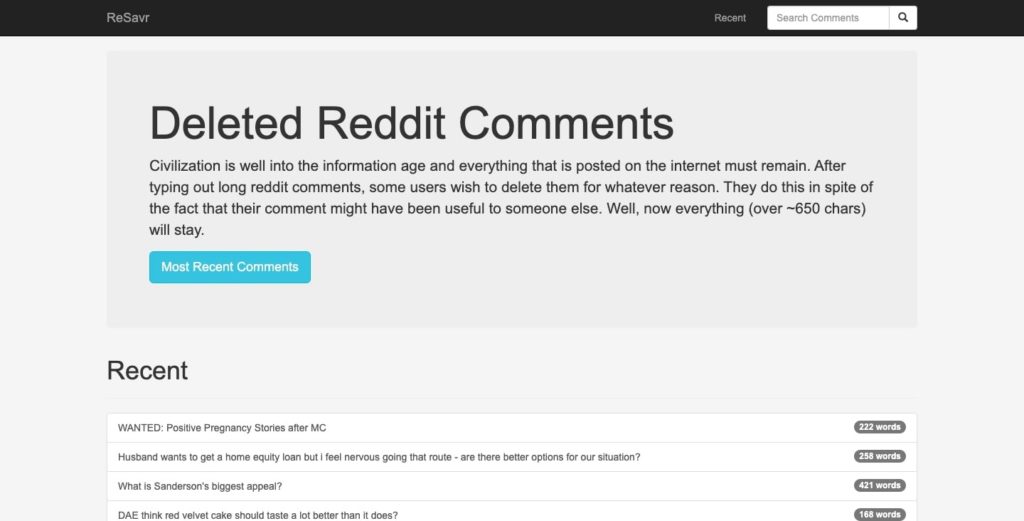 Resavr to see deleted reddit comments