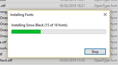 Installing font file in windows