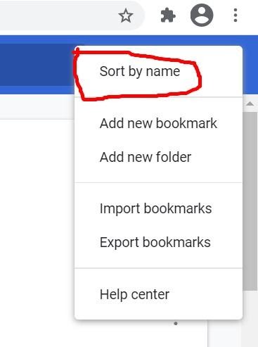 Bookmark sort by name