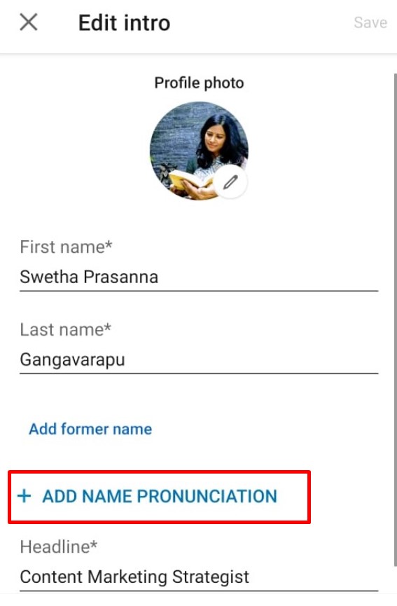 LinkedIn Add Name Pronunciation