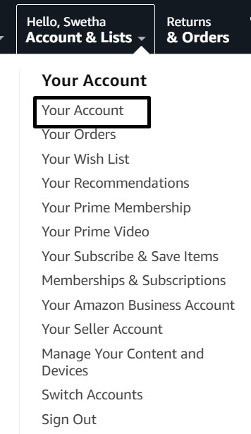 select your account from Account & Lists