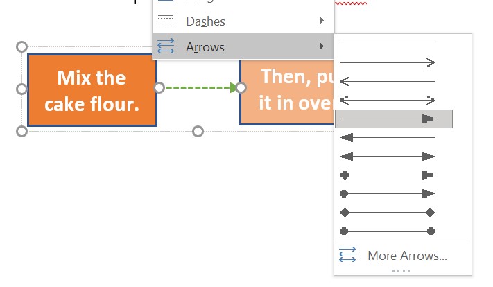 select different line arrow from multiple options
