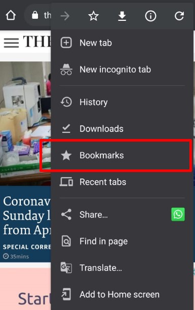 Delete bookmark from browser bar