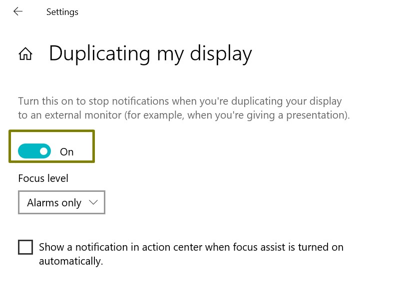 Duplicating my display - select on focus level alarm only
