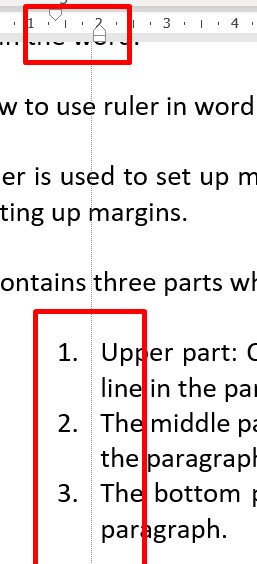 adjusting space in bullet points using ruler