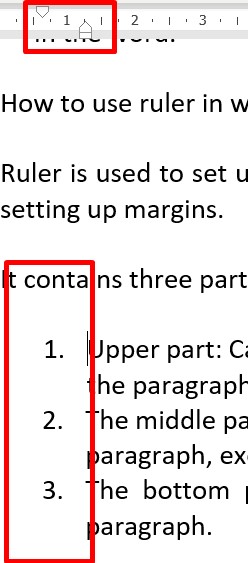 adjusting bullet points using ruler