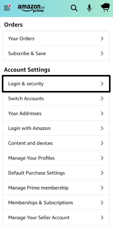 select login & security under account settings