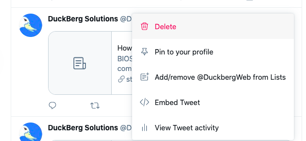 Clicking a 3-horizontal dot icon, select pin/unpin to your profile