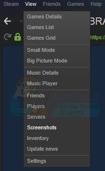 in steam client, select view from menu >> screenshot