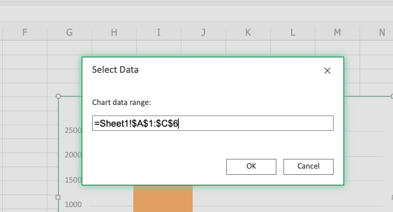 select data for excel chart