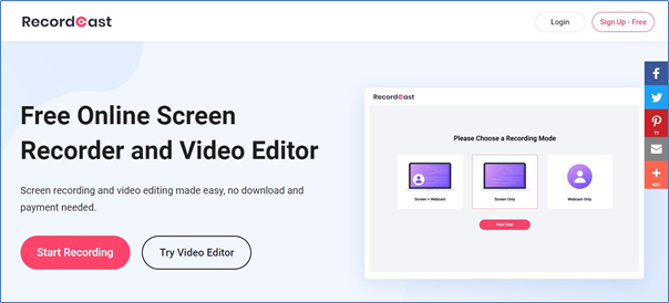 Record Cast Free online screen recorder & video editor 
