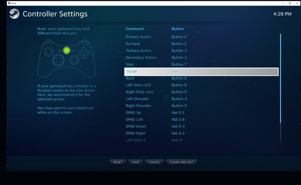 steam controller settings >> gamepad settings