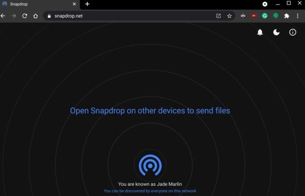 open snapdrop on the Chromebook to send files