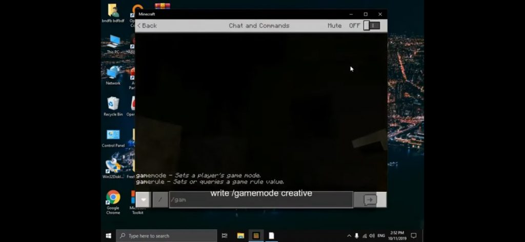 write /gamemode creative in chat and command