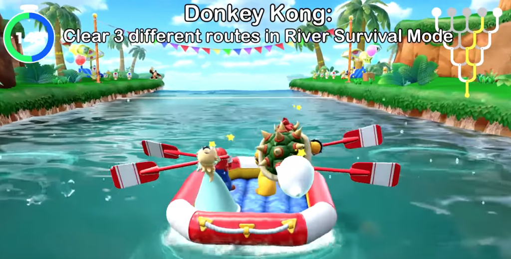 unlock donkey kong by clearing 3 different routes in river survival mode