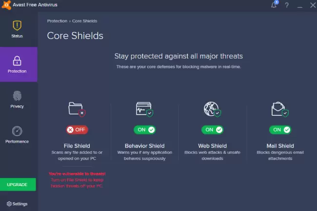 protection >> cor shields settings