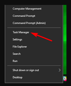 right click menu and open task manager