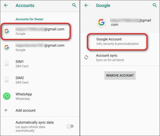 Account connected google account