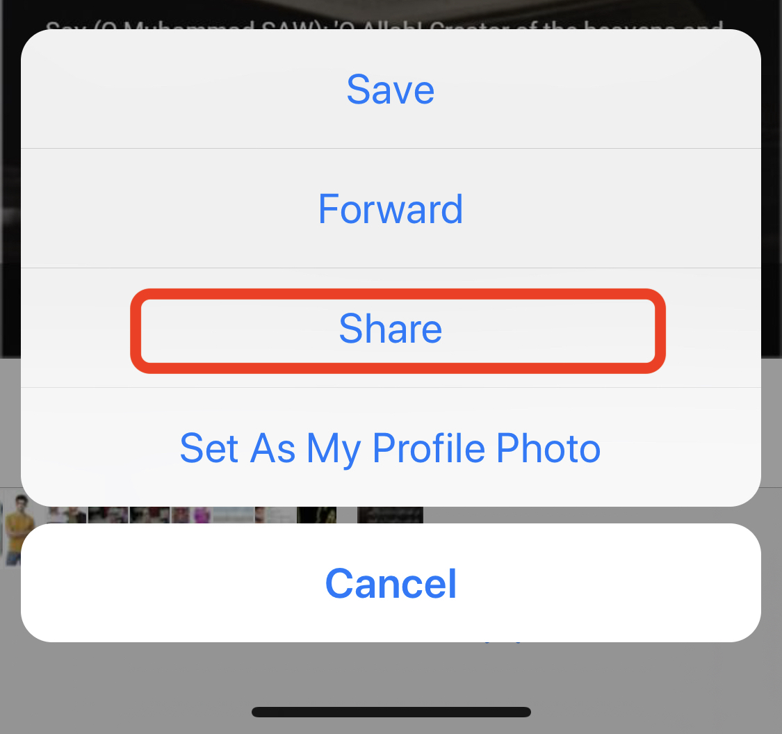 select share from menu