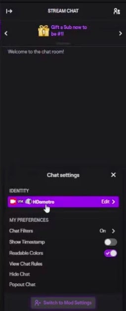 identity title chat settings