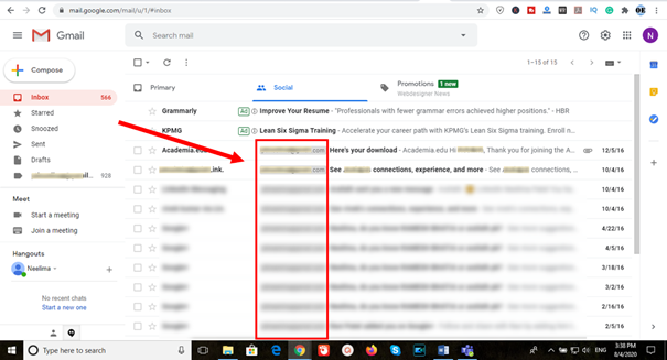 you will see emails using pop email with gmail