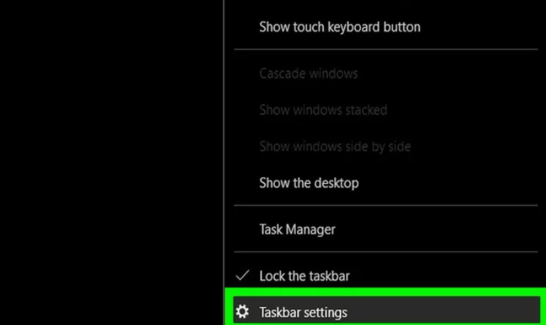 taskbar settings