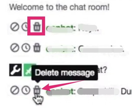 select bin icon to delete the message